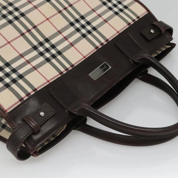 BURBERRY Nova Check Hand Bag Nylon Beige Silver - Picture 7 of 16